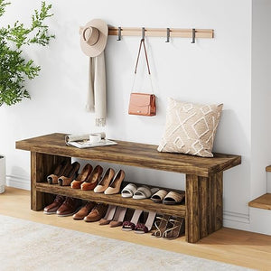 2-Tier Entryway Bench with Shoe Storage