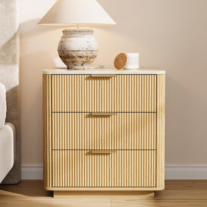 3-Drawer Nightstand Set of 2 with Charging Station