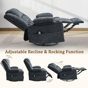 360° Swivel Rocker Recliner with Massage & Heating