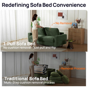 Queen Sleeper Sofa Bed with USB Charging & Memory Foam Mattress