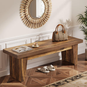 55" Farmhouse Entryway Bench – Dark Brown