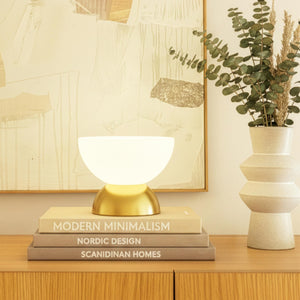 Lamina LED Table Lamp - Dimmable Mini Desk Lamp with Glass Shade, Gold