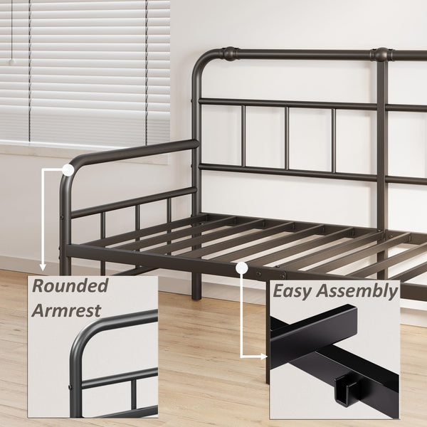 Metal Twin Daybed Frame with Headboard