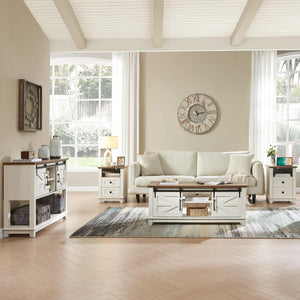 Farmhouse 4-Piece Living Room Furniture Set with Console, End Tables & Coffee Table