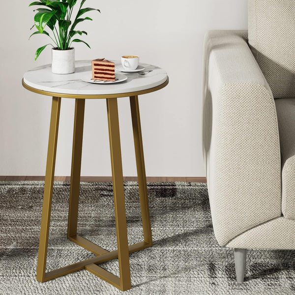 Round End Table with Metal Frame