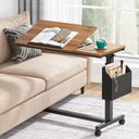 Height Adjustable C-Shaped End Table with Wheels & Tiltable Top