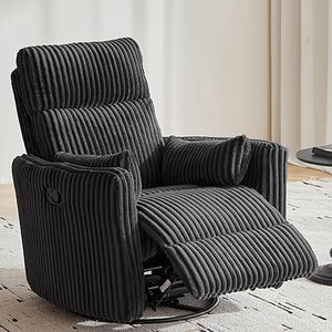 360 Swivel Recliner Nursery Glider Chair with Pillows