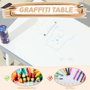 Height-Adjustable Kids Table and 2 Chairs Set