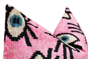 Pink Evil Eye Velvet Throw Pillow 16" x 24"