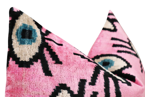 Pink Evil Eye Velvet Throw Pillow 16" x 24"