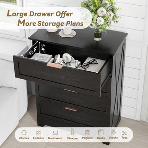 4-Drawer Bedroom Dresser with Gold Handles