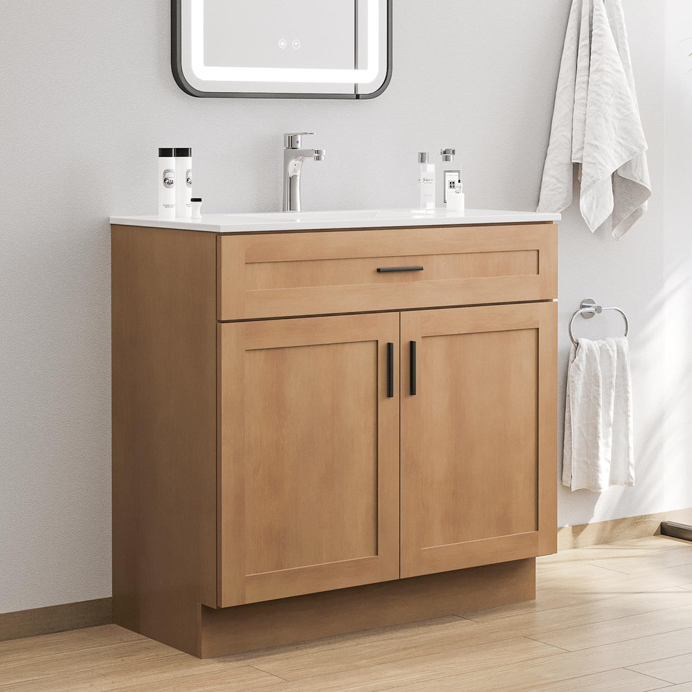 Bathroom Vanity Cabinet with Sink – Soft-Close Doors, Drawer & Metal Handles