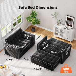 3-in-1 Convertible Sleeper Sofa Bed with USB Ports & Adjustable Backrest