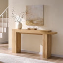 63-Inch Two-Tier Console Table with Geometric Design
