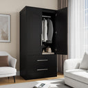Freestanding Wooden Wardrobe with 2 Doors & 2 Drawers