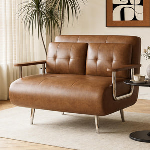 Faux Leather Convertible Sofa Bed