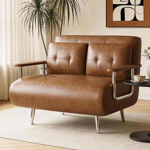 Faux Leather Convertible Sofa Bed