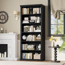 6-Tier Tall Bookcase with Wide Shelves – 27.5" W Freestanding Bookshelf