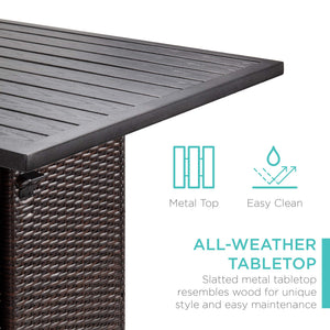 5-Piece Outdoor Wicker Bar Table Set with 4 Stools