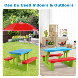 Kids Picnic Table Set with Removable Umbrella