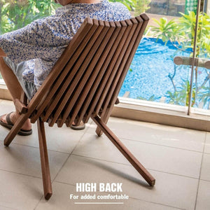 Folding Acacia Wood Adirondack Chair – Low Profile Outdoor Patio Chair