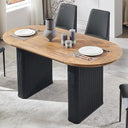 63 Inch Oval Dining Table for 4-6 | Mid-Century Modern Fluted Base Kitchen Table
