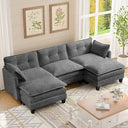 Modular U-Shaped Sectional Sofa with Ottomans