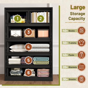 6-Drawer Tall Wooden Dresser with Hidden Handles