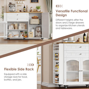 Rolling Kitchen Island with Drop Leaf Countertop & Storage