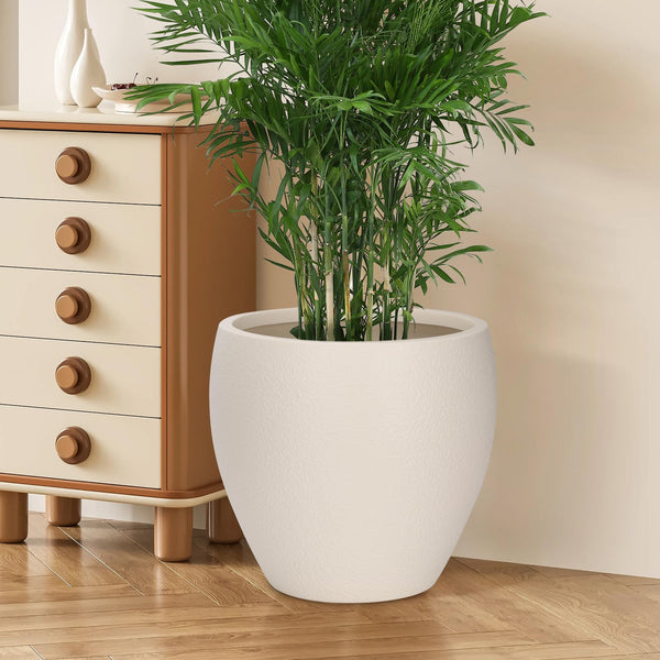 Large Plant Pots Set of 3 with Drainage Holes and Trays
