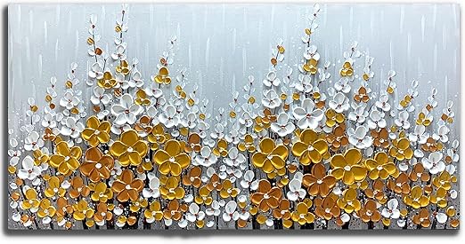 3D Floral Hand-Painted Canvas Wall Art