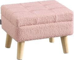 Storage Ottoman with Padded Seat & Wood Legs