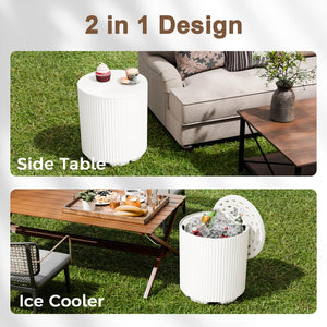 Outdoor Cooler Side Table with Removable Lid and Storage