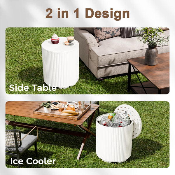 Outdoor Cooler Side Table with Removable Lid and Storage