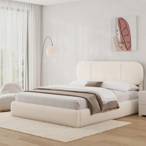 Upholstered Platform Bed Frame with Storage Drawers & LED Lights