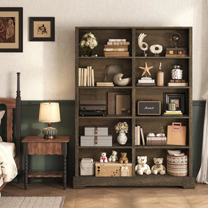 5-Tier Wood Bookcase, 47" Wide & 64" Tall with Storage