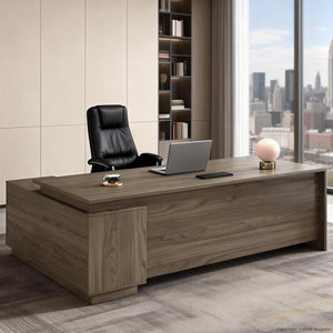 L-Shaped Executive Office Desk with Locking Drawers