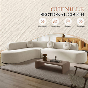 L-Shaped Curved Sectional Sofa – 4-Seater Deep Seat Corner Couch