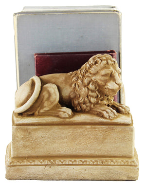 Concrete Lion Bookends for Shelf, Desk & Office Decor