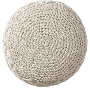 Hand Knitted Cotton Macrame Pouf Ottoman