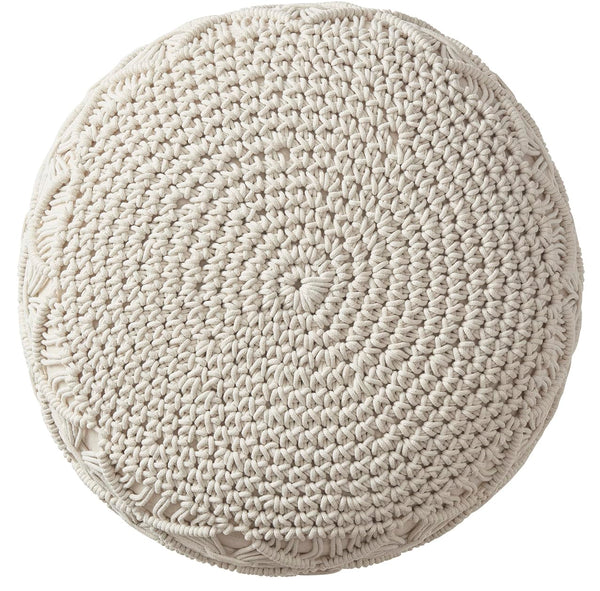 Hand Knitted Cotton Macrame Pouf Ottoman