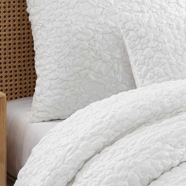 Floral Bubble Euro Sham Cover Set of 2 – 26x26 White