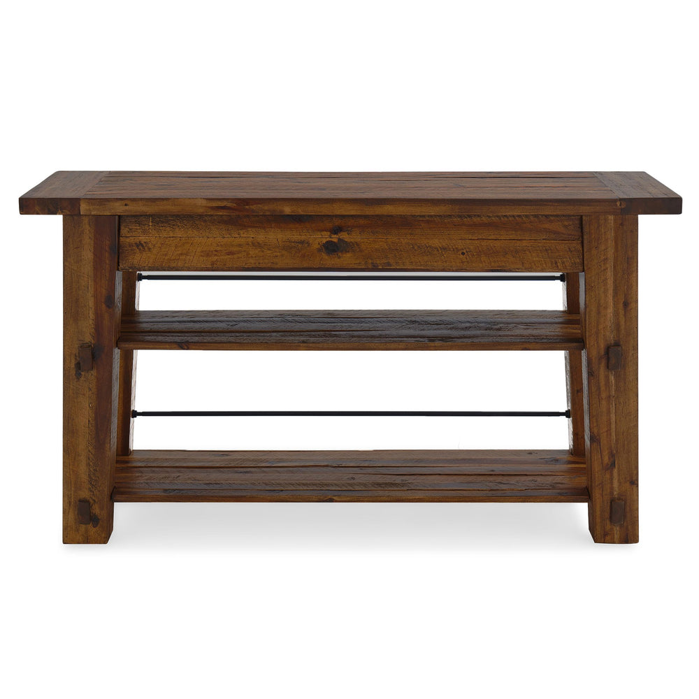 54-Inch Industrial Wood Console Table with Two Open Shelves