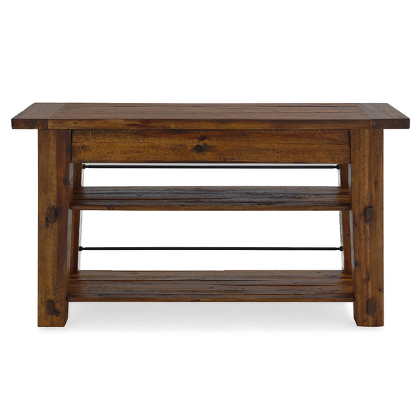 54-Inch Industrial Wood Console Table with Two Open Shelves