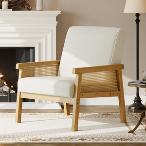 Rattan Accent Armchair with High Back