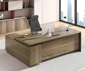 L-Shaped Executive Desk with Power Outlets & Storage