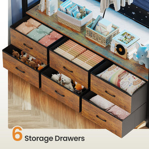Metal Bunk Bed with Storage, LED Lights & Power Outlet