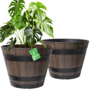 Large Plastic Whiskey Barrel Planters 2 Pack