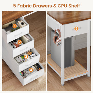 L-Shaped Desk with Drawers & Built-In Power Strip