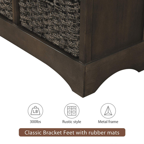 Farmhouse Storage Cabinet with 2 Drawers & 4 Baskets
